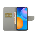 For Huawei P Smart 2021 / Y7a Coloured Drawing Pattern Horizontal Flip PU Leather Case with Holder & Card Slots & Wallet & Lanyard(Three Fluorescent Butterflies)