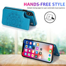 Double Buckle Mandala Pattern PU+TPU Protective Case with Card Slots & Holder & Photo Frame For iPhone X / XS(Blue)