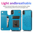 Double Buckle Mandala Pattern PU+TPU Protective Case with Card Slots & Holder & Photo Frame For iPhone X / XS(Blue)