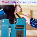 Double Buckle Mandala Pattern PU+TPU Protective Case with Card Slots & Holder & Photo Frame For iPhone X / XS(Blue)