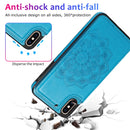 Double Buckle Mandala Pattern PU+TPU Protective Case with Card Slots & Holder & Photo Frame For iPhone X / XS(Blue)