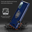 For Samsung Galaxy S20 FE Carbon Fiber Protective Case with 360 Degree Rotating Ring Holder(Blue)