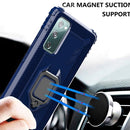 For Samsung Galaxy S20 FE Carbon Fiber Protective Case with 360 Degree Rotating Ring Holder(Blue)