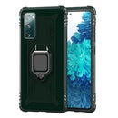 For Samsung Galaxy S20 FE Carbon Fiber Protective Case with 360 Degree Rotating Ring Holder(Green)