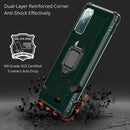 For Samsung Galaxy S20 FE Carbon Fiber Protective Case with 360 Degree Rotating Ring Holder(Green)