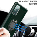 For Samsung Galaxy S20 FE Carbon Fiber Protective Case with 360 Degree Rotating Ring Holder(Green)