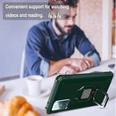 For Samsung Galaxy S20 FE Carbon Fiber Protective Case with 360 Degree Rotating Ring Holder(Green)