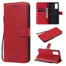 For Samsung Galaxy S20 Lite / S20 FE 5G / S20 Fan Edition Solid Color Horizontal Flip Protective Leather Case with Holder & Card Slots & Wallet & Photo Frame & Lanyard(Red)