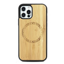 Wood Veneer Ring Embossed Magsafe Case Magnetic TPU Shockproof Case For iPhone 12 Pro Max(Bamboo)