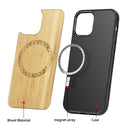 Wood Veneer Ring Embossed Magsafe Case Magnetic TPU Shockproof Case For iPhone 12 Pro Max(Bamboo)