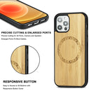 Wood Veneer Ring Embossed Magsafe Case Magnetic TPU Shockproof Case For iPhone 12 Pro Max(Bamboo)