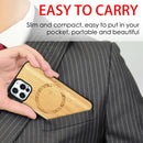 Wood Veneer Ring Embossed Magsafe Case Magnetic TPU Shockproof Case For iPhone 12 Pro Max(Bamboo)