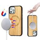 Wood Veneer Ring Embossed Magsafe Case Magnetic TPU Shockproof Case For iPhone 12 Pro Max(Bamboo)