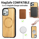 Wood Veneer Ring Embossed Magsafe Case Magnetic TPU Shockproof Case For iPhone 12 Pro Max(Bamboo)
