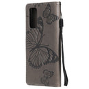 For Samsung Galaxy S20 FE 5G / S20 Lite 3D Butterflies Embossing Pattern Horizontal Flip Leather Case with Holder & Card Slot & Wallet(Gray)