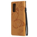 For Samsung Galaxy S20 FE 5G / S20 Lite 3D Butterflies Embossing Pattern Horizontal Flip Leather Case with Holder & Card Slot & Wallet(Yellow)