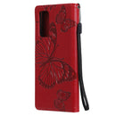 For Samsung Galaxy S20 FE 5G / S20 Lite 3D Butterflies Embossing Pattern Horizontal Flip Leather Case with Holder & Card Slot & Wallet(Red)