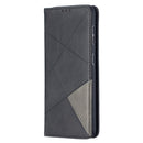 For Samsung Galaxy S21 5G Rhombus Texture Horizontal Flip Magnetic Leather Case with Holder & Card Slots(Black)
