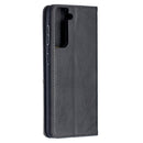 For Samsung Galaxy S21 5G Rhombus Texture Horizontal Flip Magnetic Leather Case with Holder & Card Slots(Black)