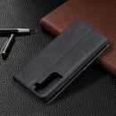 For Samsung Galaxy S21 5G Rhombus Texture Horizontal Flip Magnetic Leather Case with Holder & Card Slots(Black)