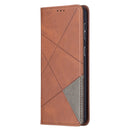 For Samsung Galaxy S21+ 5G Rhombus Texture Horizontal Flip Magnetic Leather Case with Holder & Card Slots(Brown)