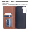 For Samsung Galaxy S21+ 5G Rhombus Texture Horizontal Flip Magnetic Leather Case with Holder & Card Slots(Brown)
