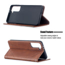 For Samsung Galaxy S21+ 5G Rhombus Texture Horizontal Flip Magnetic Leather Case with Holder & Card Slots(Brown)