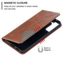 For Samsung Galaxy S21+ 5G Rhombus Texture Horizontal Flip Magnetic Leather Case with Holder & Card Slots(Brown)