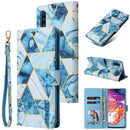 For Samsung Galaxy A70 Marble Bronzing Stitching Horizontal Flip PU Leather Case with Holder & Card Slots & Wallet & Photo Frame(Blue)