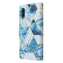 For Samsung Galaxy A70 Marble Bronzing Stitching Horizontal Flip PU Leather Case with Holder & Card Slots & Wallet & Photo Frame(Blue)