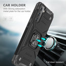 For Samsung Galaxy S21 5G Magnetic Armor Shockproof TPU + PC Case with Metal Ring Holder(Black)