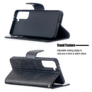 For Samsung Galaxy S21+ 5G Lambskin Texture Pure Color Horizontal Flip PU Leather Case with Holder & Card Slots & Wallet & Lanyard(Black)