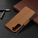 For Samsung Galaxy S21 5G Litchi Texture Pure Color Horizontal Flip Leather Case with Holder & Card Slots & Wallet & Lanyard(Brown)