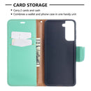 For Samsung Galaxy S21 5G Litchi Texture Pure Color Horizontal Flip Leather Case with Holder & Card Slots & Wallet & Lanyard(Green)
