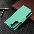 For Samsung Galaxy S21 5G Litchi Texture Pure Color Horizontal Flip Leather Case with Holder & Card Slots & Wallet & Lanyard(Green)