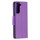 For Samsung Galaxy S21 5G Litchi Texture Pure Color Horizontal Flip Leather Case with Holder & Card Slots & Wallet & Lanyard(Purple)