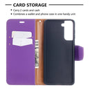 For Samsung Galaxy S21 5G Litchi Texture Pure Color Horizontal Flip Leather Case with Holder & Card Slots & Wallet & Lanyard(Purple)