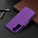 For Samsung Galaxy S21 5G Litchi Texture Pure Color Horizontal Flip Leather Case with Holder & Card Slots & Wallet & Lanyard(Purple)