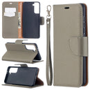 For Samsung Galaxy S21 5G Litchi Texture Pure Color Horizontal Flip Leather Case with Holder & Card Slots & Wallet & Lanyard(Grey)