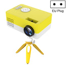 J15 1920 x 1080P HD Household Mini LED Projector with Tripod Mount Support AV / HDMI x 1 / USB x1 / TF x 1, Plug Type:EU Plug(Yellow White)