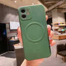 Liquid Silicone Full Coverage Shockproof Magsafe Case For iPhone 12(Deep Green)
