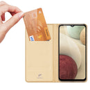 For Samsung Galaxy A12 DUX DUCIS Skin Pro Series Horizontal Flip PU + TPU Leather Case, with Holder & Card Slots(Gold)