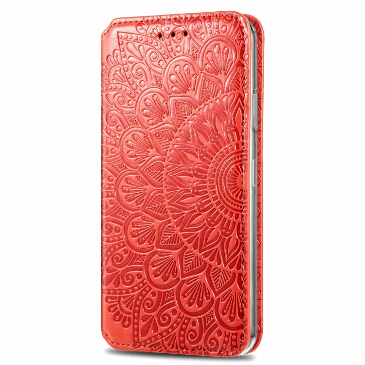 Blooming Mandala Embossed Pattern Magnetic Horizontal Flip Leather Case with Holder & Card Slots & Wallet For Samsung Galaxy A51(Orange)