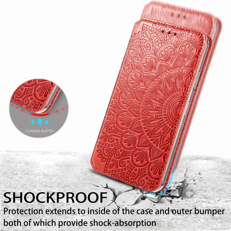 Blooming Mandala Embossed Pattern Magnetic Horizontal Flip Leather Case with Holder & Card Slots & Wallet For Samsung Galaxy A51(Orange)