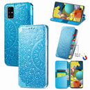 Blooming Mandala Embossed Pattern Magnetic Horizontal Flip Leather Case with Holder & Card Slots & Wallet For Samsung Galaxy A51(Blue)