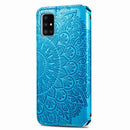 Blooming Mandala Embossed Pattern Magnetic Horizontal Flip Leather Case with Holder & Card Slots & Wallet For Samsung Galaxy A51(Blue)
