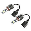 9006 2 PCS DC12-24V / 10.5W Car Double Colors Fog Lights with 24LEDs SMD-3030 & Constant Current, Box Packaging(White Light + Ice Blue Light)