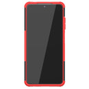 For Xiaomi Poco X3 Tire Texture Shockproof TPU+PC Protective Case with Holder(Red)