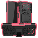 For Xiaomi Poco X3 Tire Texture Shockproof TPU+PC Protective Case with Holder(Pink)