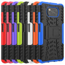 For Xiaomi Poco X3 Tire Texture Shockproof TPU+PC Protective Case with Holder(Purple)
